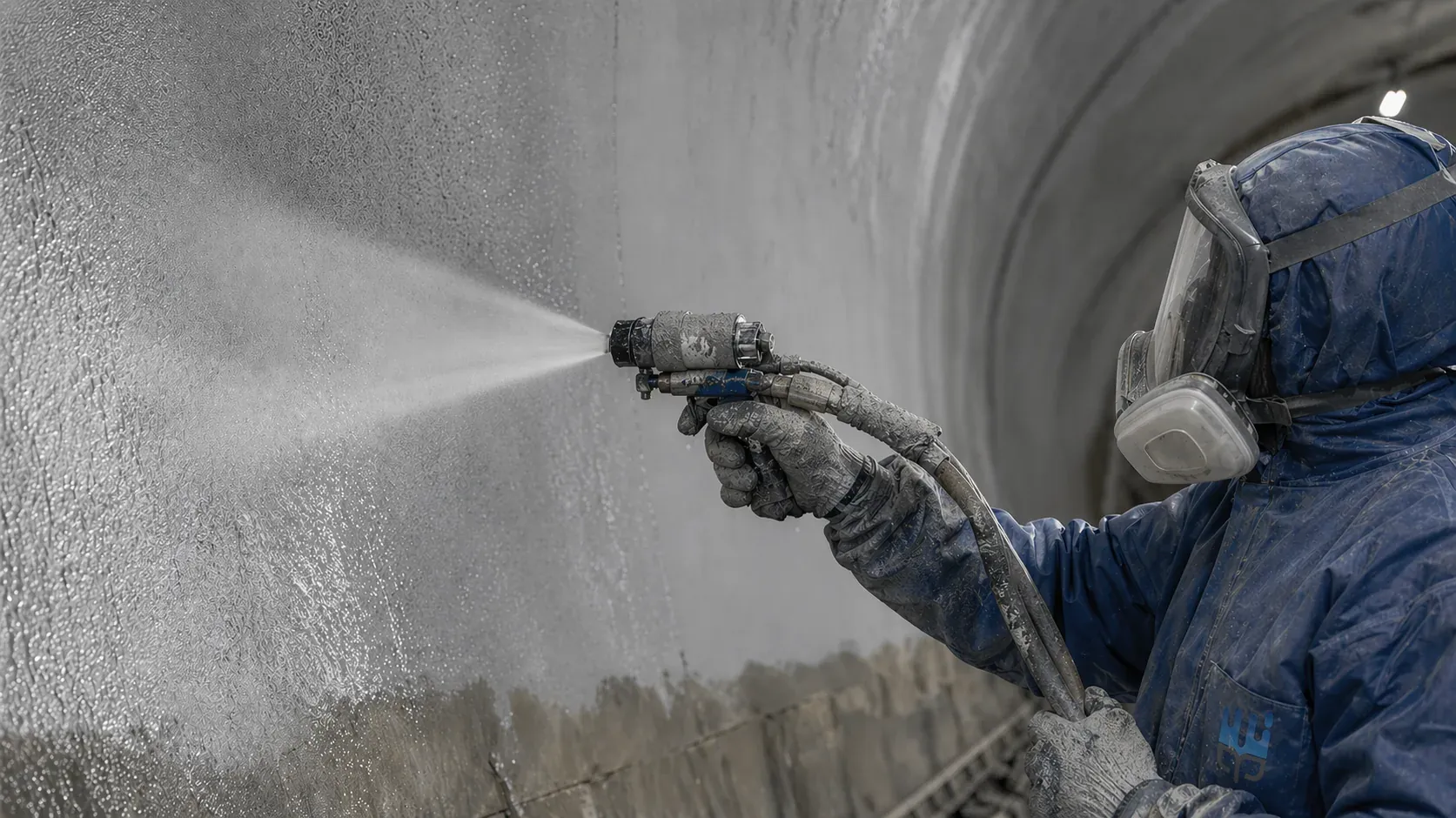 BW3-9007 spray polyurea fire-retardant protective coating application detail for tunnel surfaces