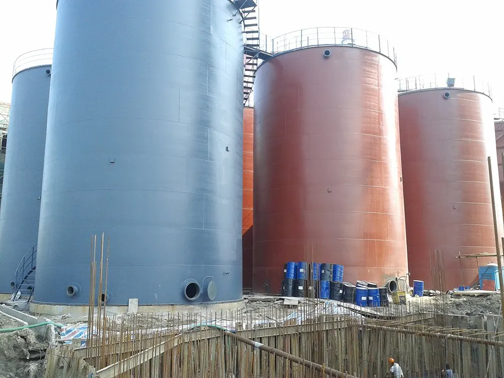 Power plant storage tank group with anti-corrosion coating protection